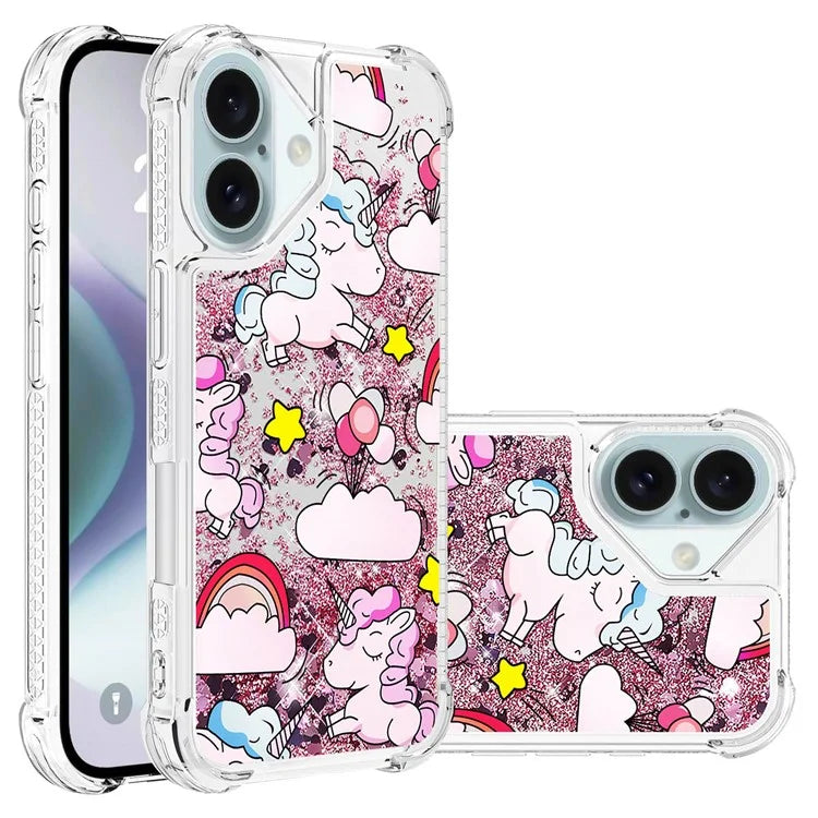 YB Quicksand Series-2 For iPhone 16 Plus Case Liquid Quicksand Pattern TPU Phone Cover