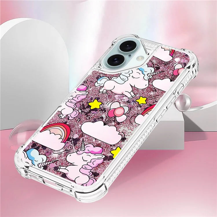 YB Quicksand Series-2 For iPhone 16 Plus Case Liquid Quicksand Pattern TPU Phone Cover