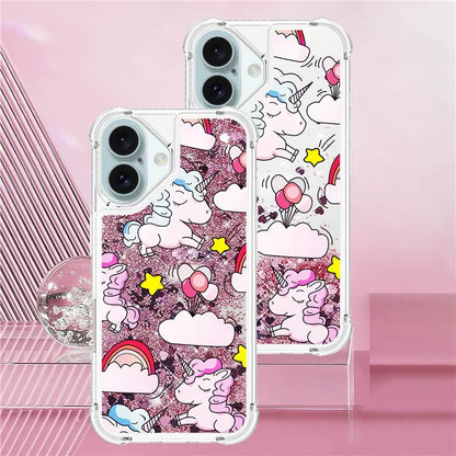 YB Quicksand Series-2 For iPhone 16 Plus Case Liquid Quicksand Pattern TPU Phone Cover