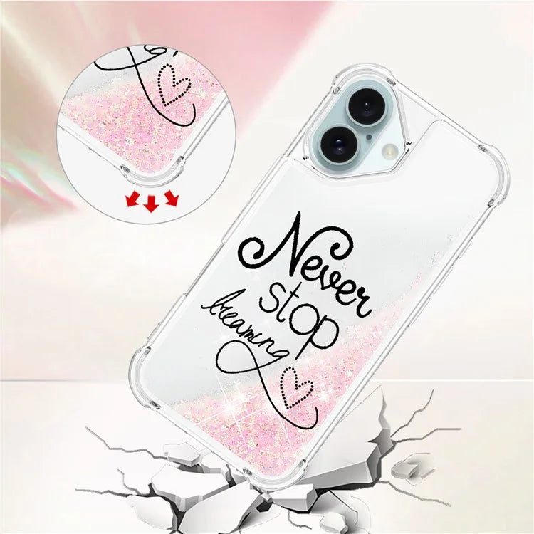 YB Quicksand Series-2 For iPhone 16 Plus Case Liquid Quicksand Pattern TPU Phone Cover
