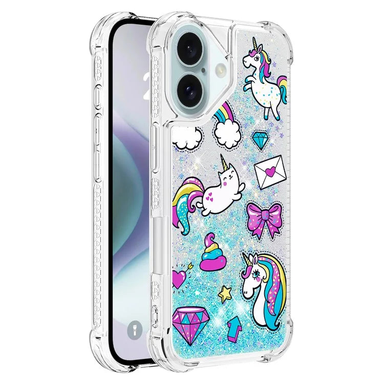 YB Quicksand Series-2 For iPhone 16 Plus Case Liquid Quicksand Pattern TPU Phone Cover