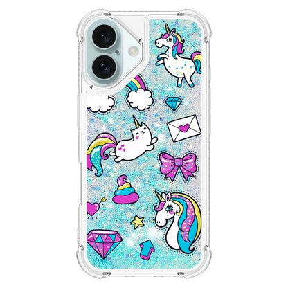 YB Quicksand Series-2 For iPhone 16 Plus Case Liquid Quicksand Pattern TPU Phone Cover