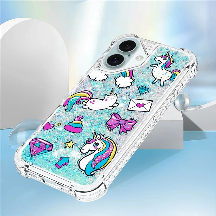 YB Quicksand Series-2 For iPhone 16 Plus Case Liquid Quicksand Pattern TPU Phone Cover