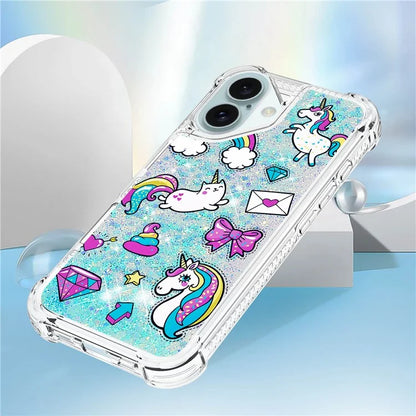 YB Quicksand Series-2 For iPhone 16 Plus Case Liquid Quicksand Pattern TPU Phone Cover