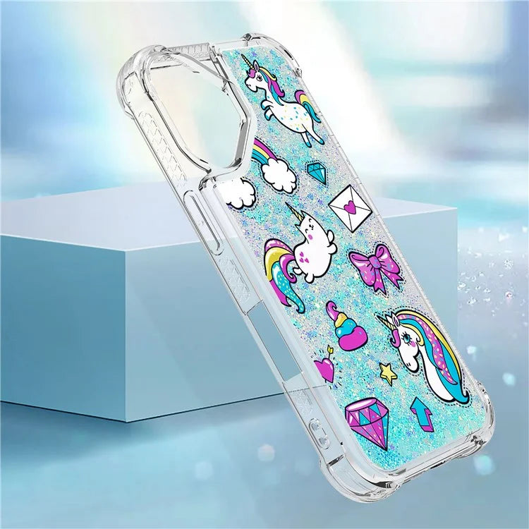 YB Quicksand Series-2 For iPhone 16 Plus Case Liquid Quicksand Pattern TPU Phone Cover