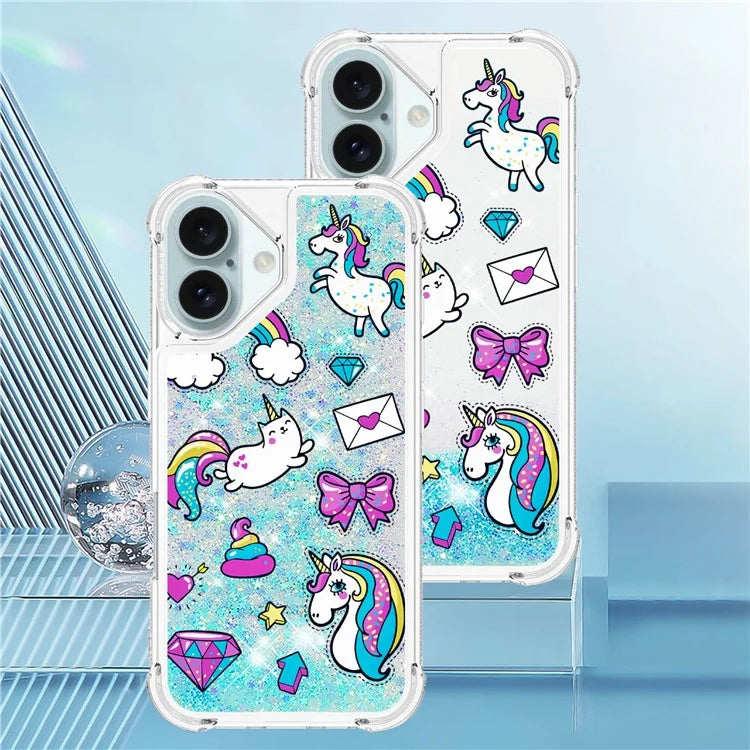 YB Quicksand Series-2 For iPhone 16 Plus Case Liquid Quicksand Pattern TPU Phone Cover