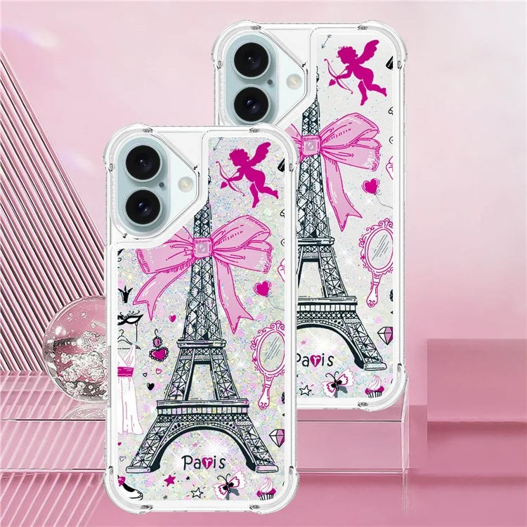 YB Quicksand Series-2 For iPhone 16 Plus Case Liquid Quicksand Pattern TPU Phone Cover