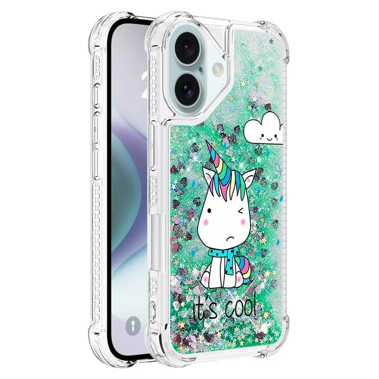 YB Quicksand Series-2 For iPhone 16 Plus Case Liquid Quicksand Pattern TPU Phone Cover
