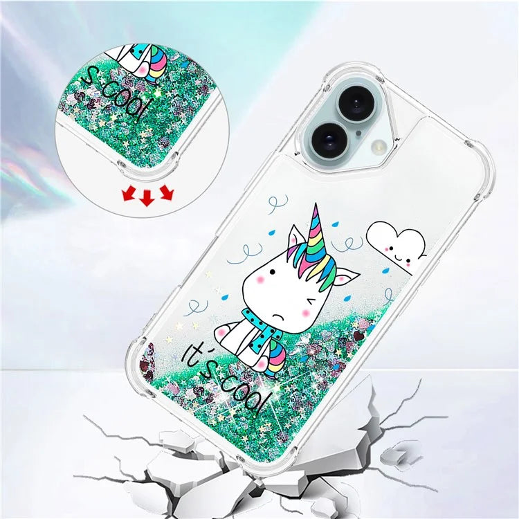YB Quicksand Series-2 For iPhone 16 Plus Case Liquid Quicksand Pattern TPU Phone Cover