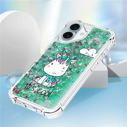 YB Quicksand Series-2 For iPhone 16 Plus Case Liquid Quicksand Pattern TPU Phone Cover
