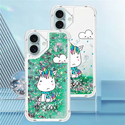 YB Quicksand Series-2 For iPhone 16 Plus Case Liquid Quicksand Pattern TPU Phone Cover