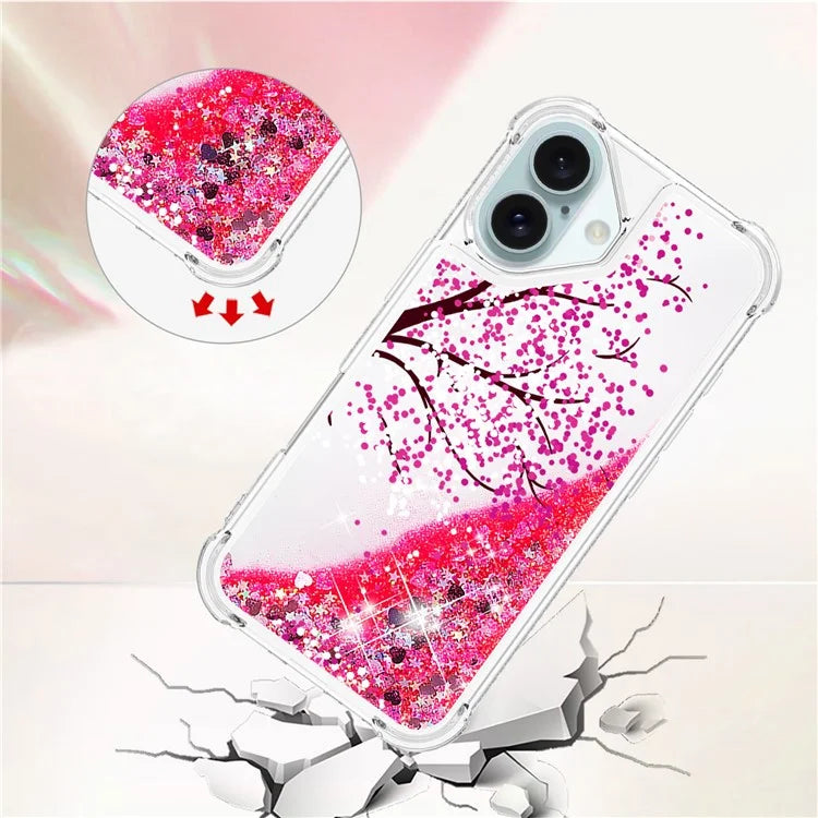 YB Quicksand Series-2 For iPhone 16 Plus Case Liquid Quicksand Pattern TPU Phone Cover