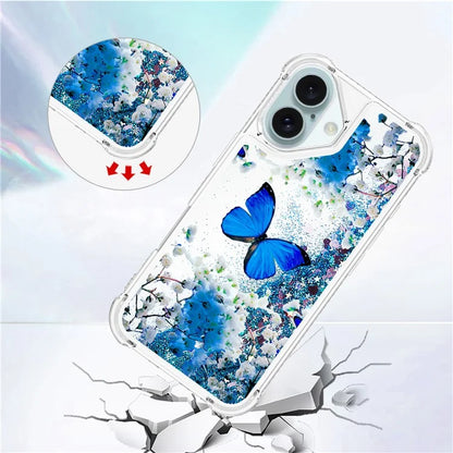 YB Quicksand Series-2 For iPhone 16 Plus Case Liquid Quicksand Pattern TPU Phone Cover