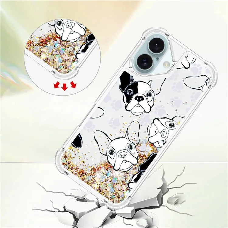 YB Quicksand Series-2 For iPhone 16 Plus Case Liquid Quicksand Pattern TPU Phone Cover
