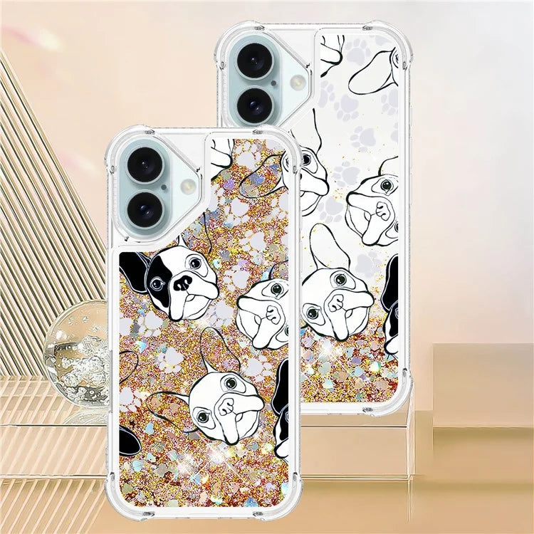 YB Quicksand Series-2 For iPhone 16 Plus Case Liquid Quicksand Pattern TPU Phone Cover