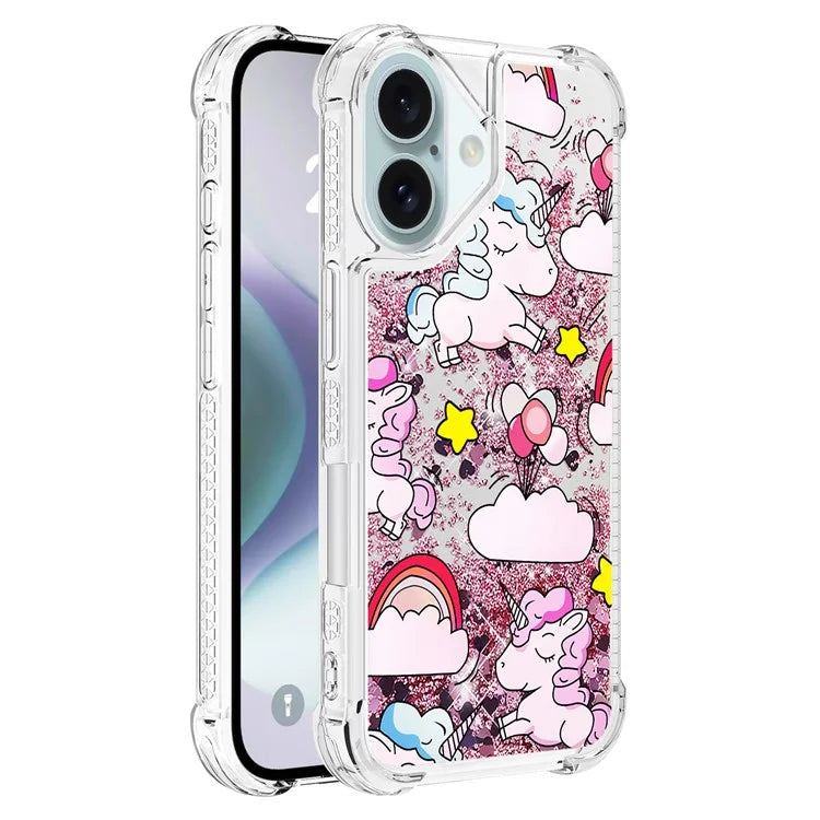 YB Quicksand Series-2 For iPhone 16 Case Liquid Quicksand Pattern TPU Phone Cover