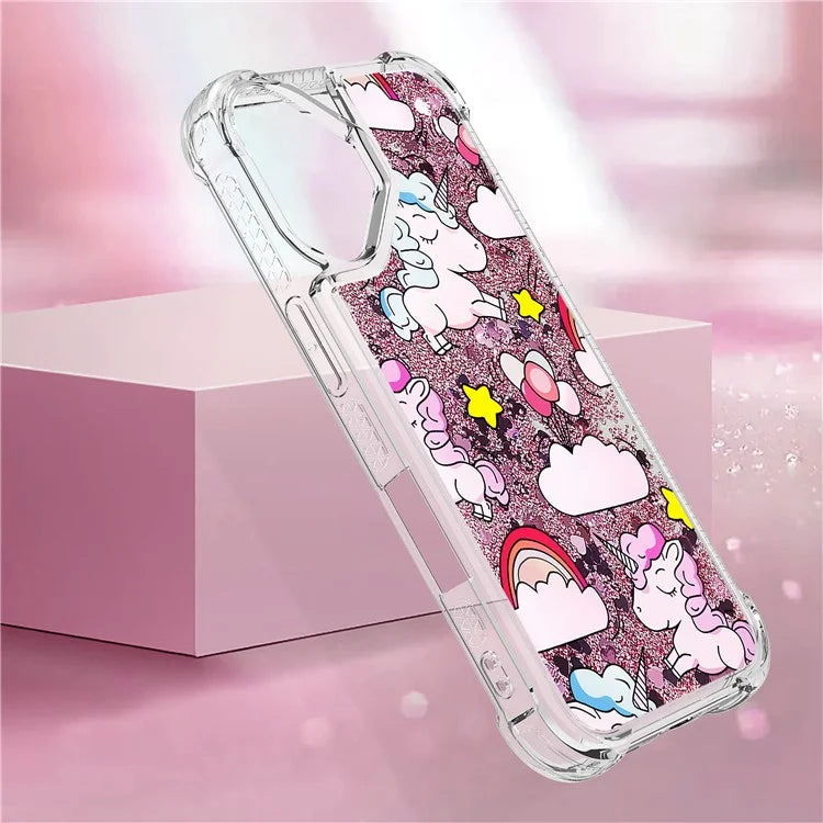 YB Quicksand Series-2 For iPhone 16 Case Liquid Quicksand Pattern TPU Phone Cover
