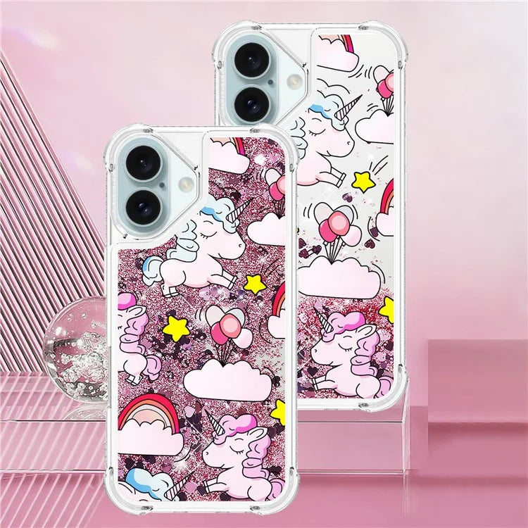 YB Quicksand Series-2 For iPhone 16 Case Liquid Quicksand Pattern TPU Phone Cover