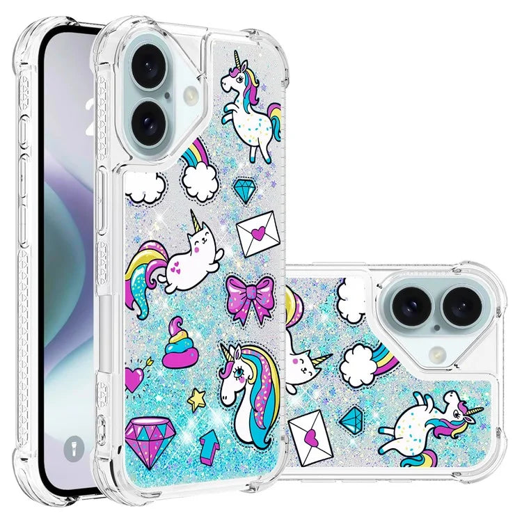 YB Quicksand Series-2 For iPhone 16 Case Liquid Quicksand Pattern TPU Phone Cover