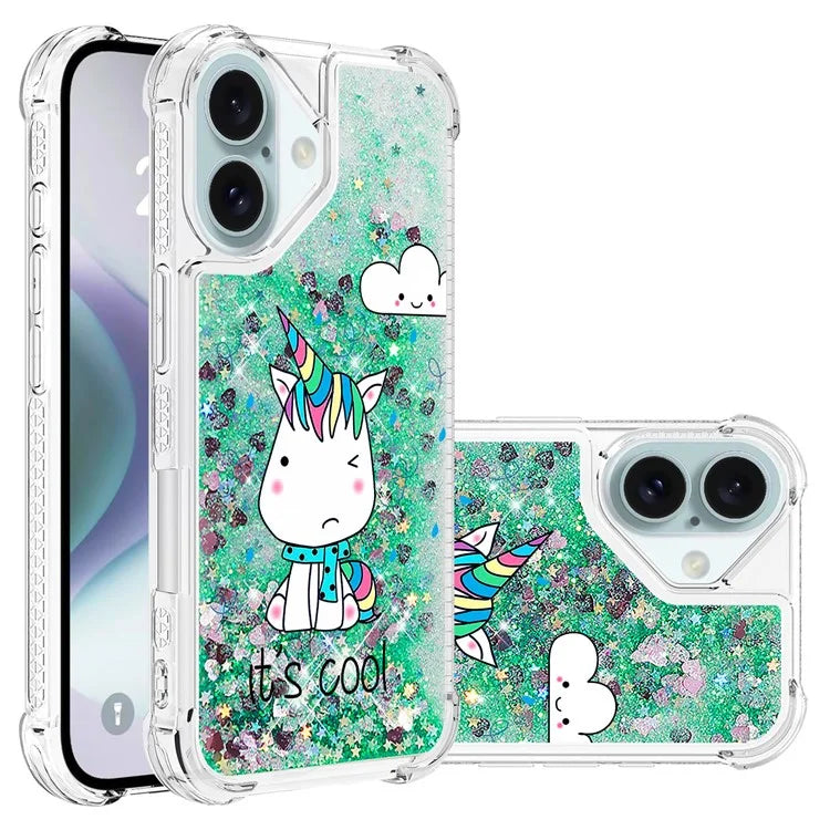 YB Quicksand Series-2 For iPhone 16 Case Liquid Quicksand Pattern TPU Phone Cover