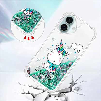 YB Quicksand Series-2 For iPhone 16 Case Liquid Quicksand Pattern TPU Phone Cover