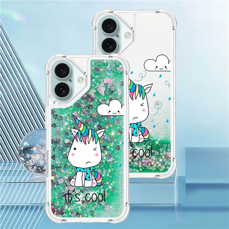 YB Quicksand Series-2 For iPhone 16 Case Liquid Quicksand Pattern TPU Phone Cover