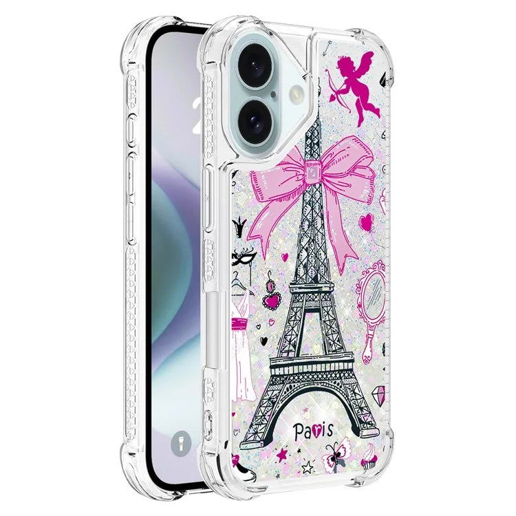YB Quicksand Series-2 For iPhone 16 Case Liquid Quicksand Pattern TPU Phone Cover