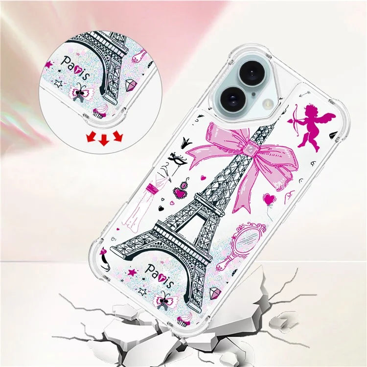 YB Quicksand Series-2 For iPhone 16 Case Liquid Quicksand Pattern TPU Phone Cover