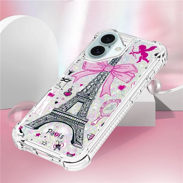 YB Quicksand Series-2 For iPhone 16 Case Liquid Quicksand Pattern TPU Phone Cover