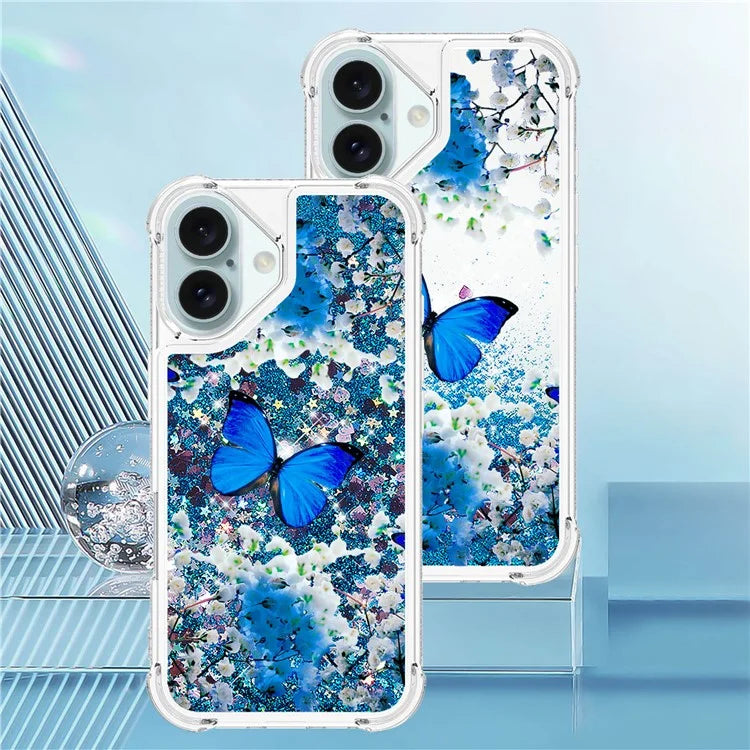 YB Quicksand Series-2 For iPhone 16 Case Liquid Quicksand Pattern TPU Phone Cover
