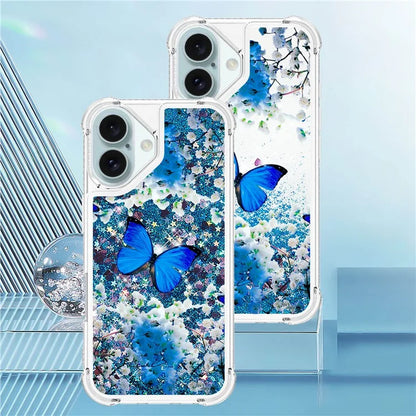 YB Quicksand Series-2 For iPhone 16 Case Liquid Quicksand Pattern TPU Phone Cover