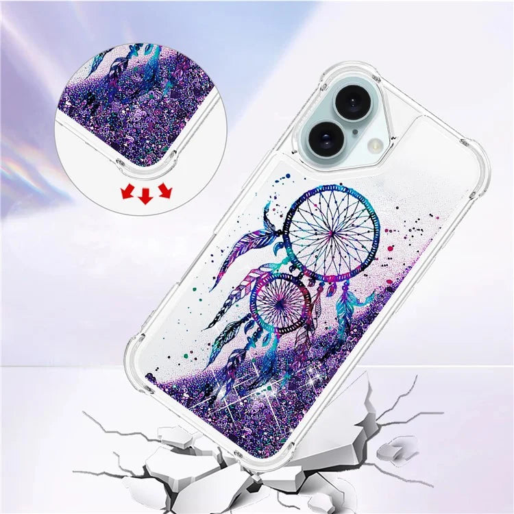 YB Quicksand Series-2 For iPhone 16 Case Liquid Quicksand Pattern TPU Phone Cover