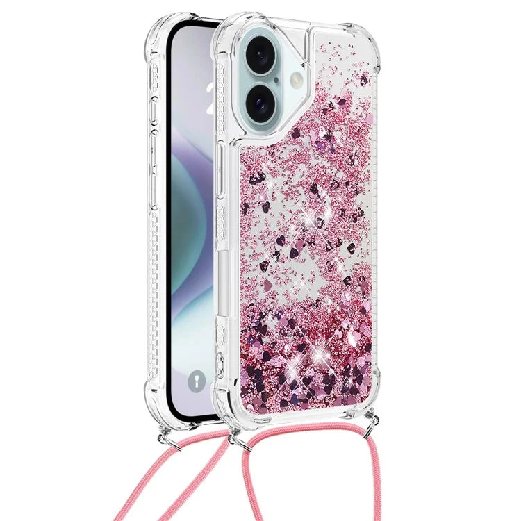 YB Quicksand Series-4 For iPhone 16 Case Floating Sequins Liquid TPU Phone Cover
