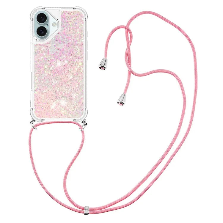 YB Quicksand Series-4 For iPhone 16 Case Floating Sequins Liquid TPU Phone Cover