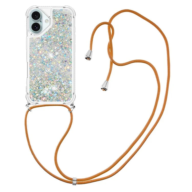 YB Quicksand Series-4 For iPhone 16 Case Floating Sequins Liquid TPU Phone Cover