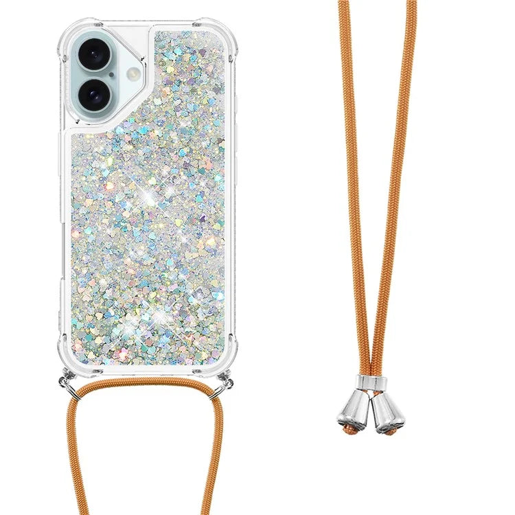 YB Quicksand Series-4 For iPhone 16 Case Floating Sequins Liquid TPU Phone Cover