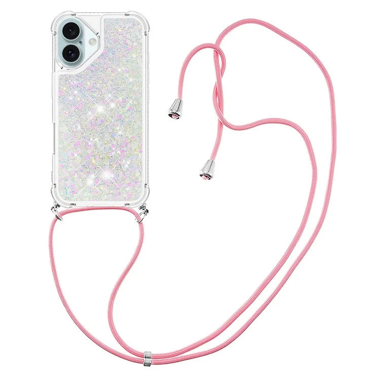 YB Quicksand Series-4 For iPhone 16 Case Floating Sequins Liquid TPU Phone Cover