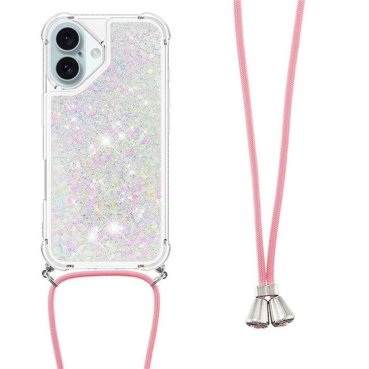 YB Quicksand Series-4 For iPhone 16 Case Floating Sequins Liquid TPU Phone Cover