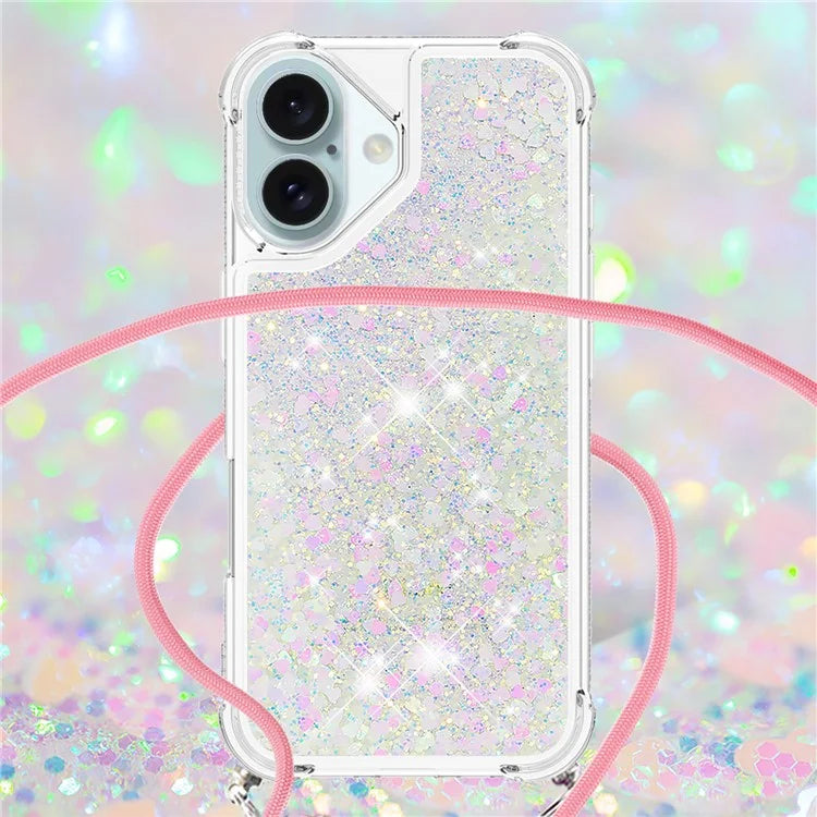 YB Quicksand Series-4 For iPhone 16 Case Floating Sequins Liquid TPU Phone Cover