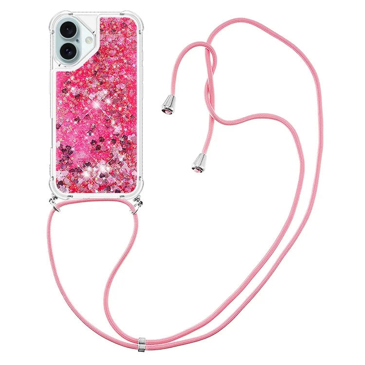 YB Quicksand Series-4 For iPhone 16 Case Floating Sequins Liquid TPU Phone Cover