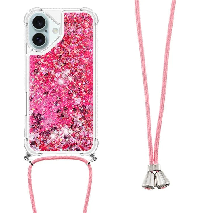 YB Quicksand Series-4 For iPhone 16 Case Floating Sequins Liquid TPU Phone Cover