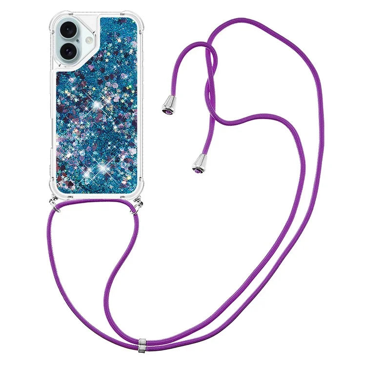 YB Quicksand Series-4 For iPhone 16 Case Floating Sequins Liquid TPU Phone Cover