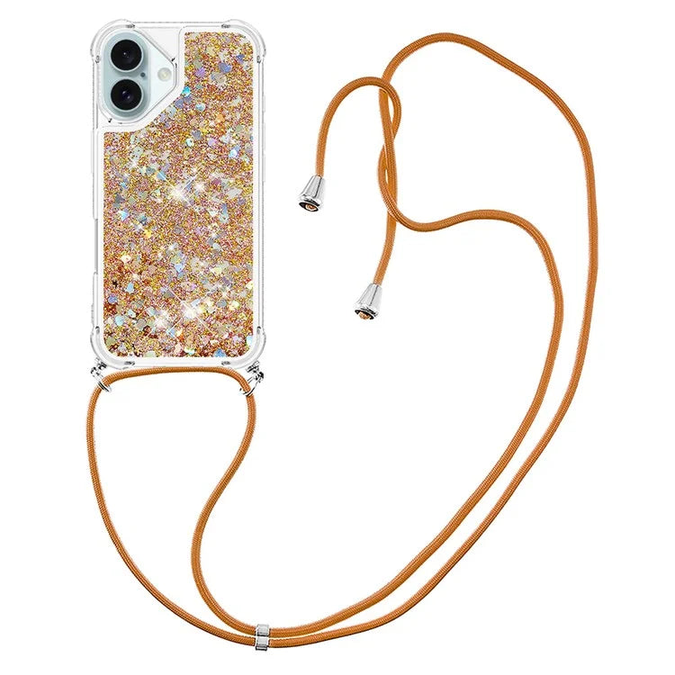 YB Quicksand Series-4 For iPhone 16 Case Floating Sequins Liquid TPU Phone Cover