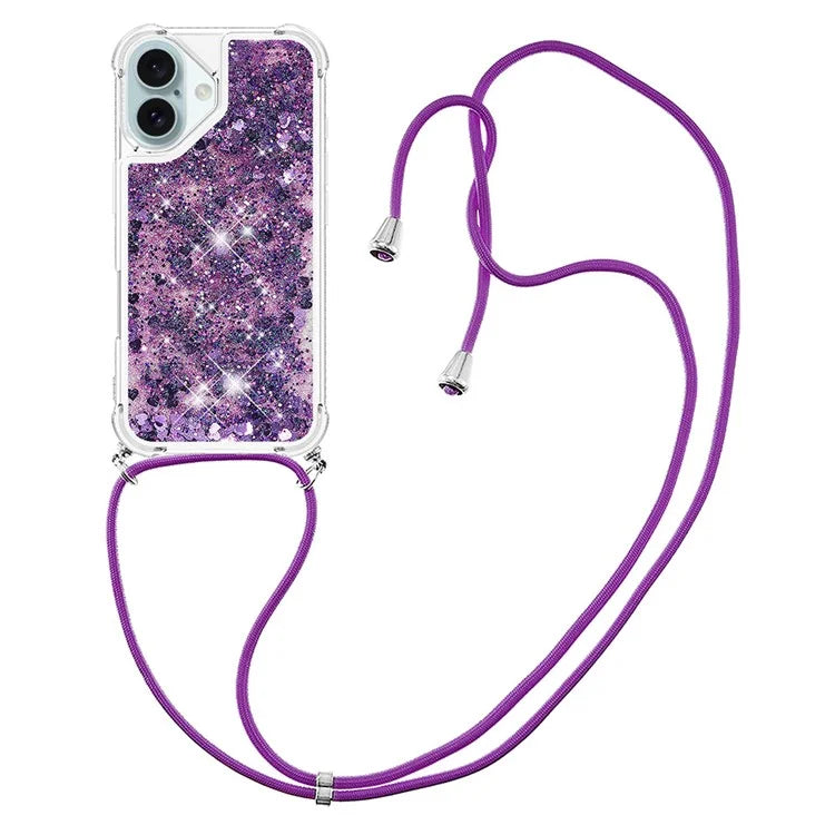 YB Quicksand Series-4 For iPhone 16 Case Floating Sequins Liquid TPU Phone Cover