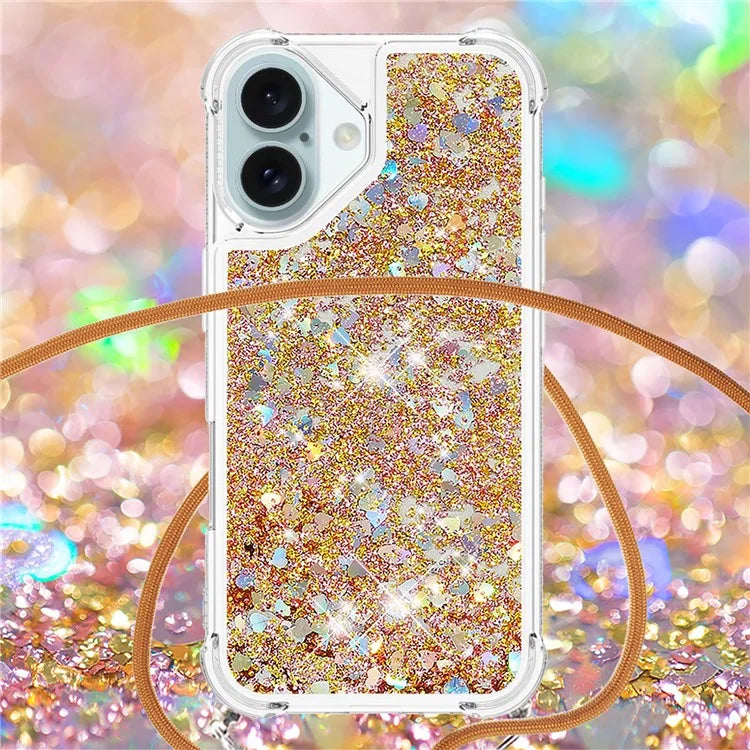 YB Quicksand Series-4 For iPhone 16 Plus Case Floating Sequins Liquid TPU Phone Cover