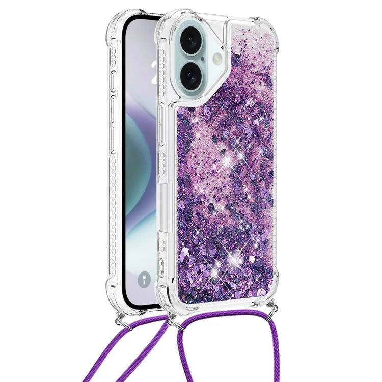 YB Quicksand Series-4 For iPhone 16 Plus Case Floating Sequins Liquid TPU Phone Cover