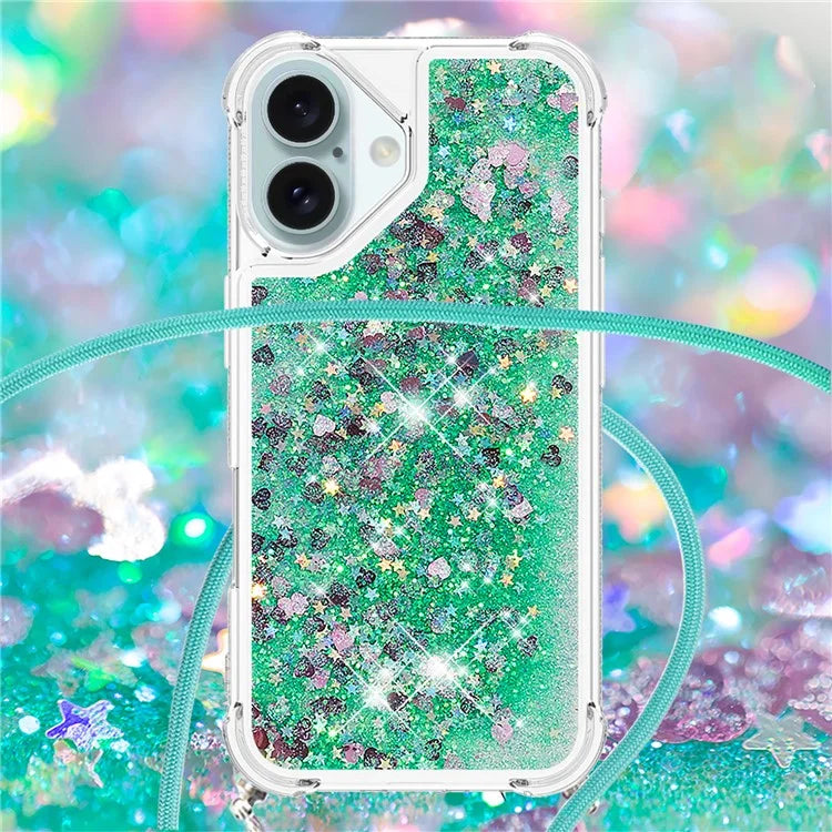 YB Quicksand Series-4 For iPhone 16 Plus Case Floating Sequins Liquid TPU Phone Cover