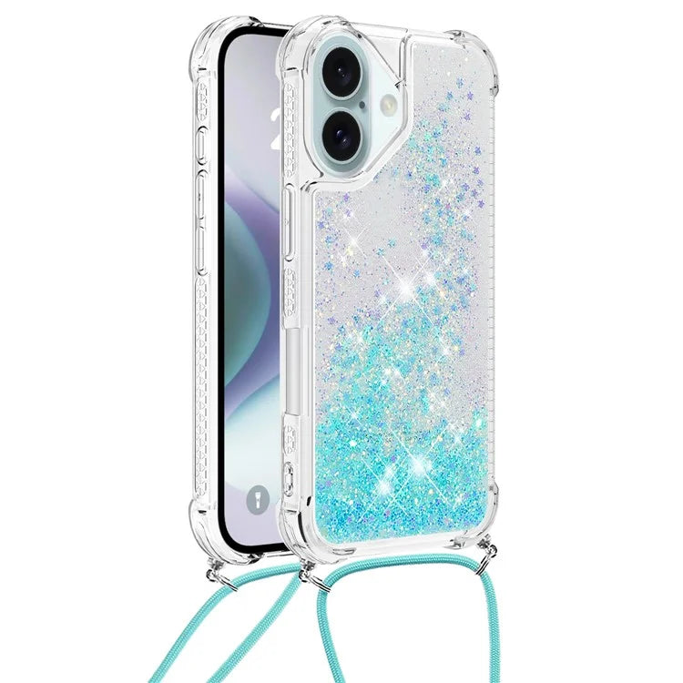 YB Quicksand Series-4 For iPhone 16 Plus Case Floating Sequins Liquid TPU Phone Cover