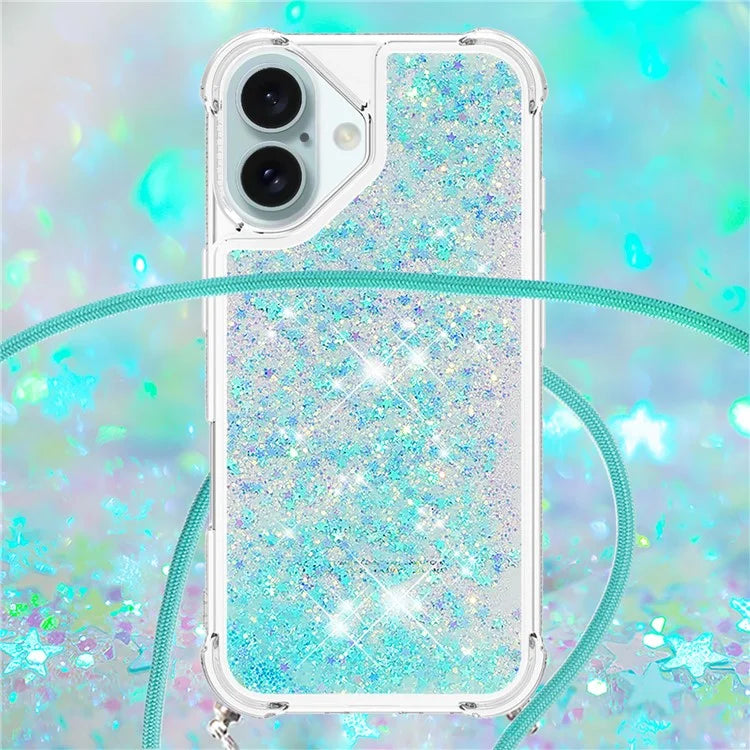 YB Quicksand Series-4 For iPhone 16 Plus Case Floating Sequins Liquid TPU Phone Cover