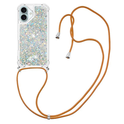 YB Quicksand Series-4 For iPhone 16 Plus Case Floating Sequins Liquid TPU Phone Cover